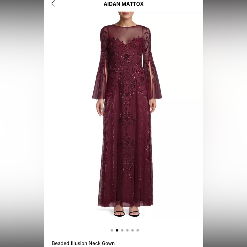 Aidan Mattox Beaded Illusion Gown Mahogany
long sleeve embellished maxi dress